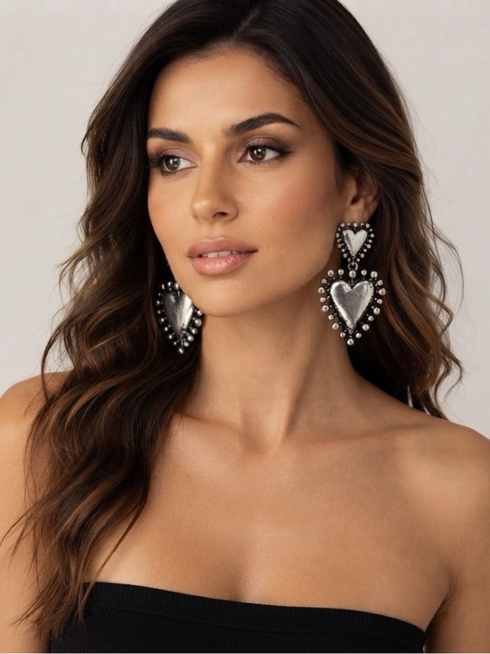 Gothic Heart Statement Dangle Earrings